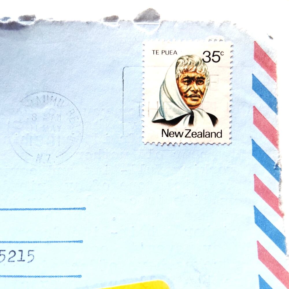 1981 New Zealand Aerogramme 35c Te Puea Stamp Cover w/ Letter to USA